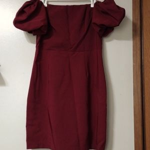 Teeze Me Juniors' Bubble Sleeve Wine Colored Dress
